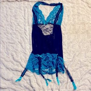 Halter lingerie dress with garter